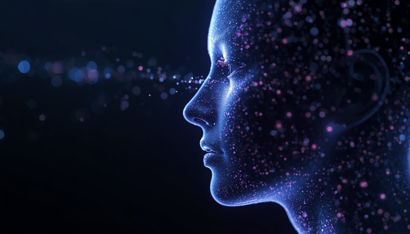 Glowing digital illustration of a human head in profile, representing whether the brain can predict the future by constantly forecasting what happens next